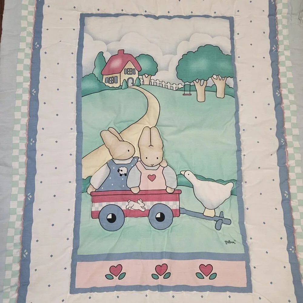 VTG 90s‎ Daisy Kingdom Honey Bunny Crib Comforter Country By Tender Beginnings